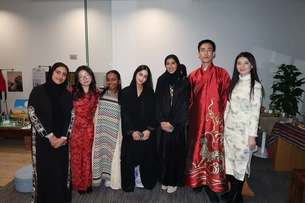 SGYN members in Chinese and Emirati traditional dress at the UAE Union Day celebration at ECUST, Shanghai